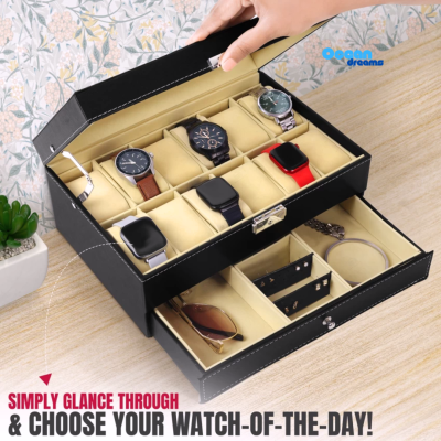 12 Slot watch with jewelry display case