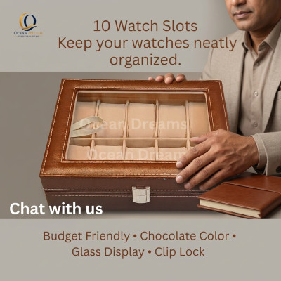 Regular 10 Slot Watch Box – Chocolate Brown | Glass Display Case