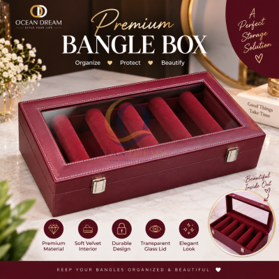 5 Roll Churi Organizer Box – Premium Maroon Bangle Storage Case