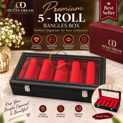 5 Roll Churi Organizer Box – Premium Red Bangles Storage Case