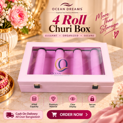 4 Roll Churi Organizer Box – Premium Pink Bangles Storage Case